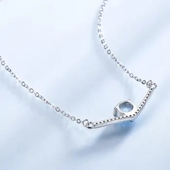 UMCHO Reálne 925 Sterling Silver Náhrdelník Vytvorený Nano Sky Blue Topaz Reťazca Náhrdelníky Pre Ženy Romantický Svadobný Dar, Jemné Šperky