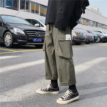 Letné nohavice pánske príliv značky inov Japonský Harlan rovné nohavice pánske voľné hip-hop širokú nohu bežné nine-point nohavice