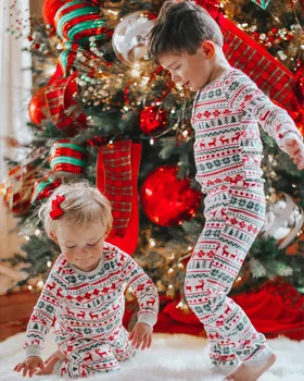 Vianoce Zodpovedajúce Rodiny Oblečenie Nový Rok je Mama a Otec Dieťa Dieťa Oblečenie Tlač Sleepwear Odev Vianočné Pyžamo Sady