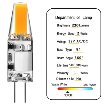 10pcs G4 LED 2W 12V AC DC G4 COB LED Svietidlo Vysokej Energie Svetelného zdroja BEZ Blikania 360 Stupeň Lampada Lampara Ampul Nahradiť 20W Halogénové Lampy