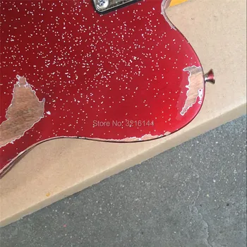 V Zásob, nové elektrické gitary, kovové červené, veľké striebra vo forme častíc prášku, lesk striebra prášok, biela perla doska, doprava zdarma