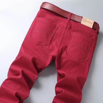 Na jar a v lete pánske červené víno módne džínsy bežné boutique business bežné rovné denim stretch nohavice pánske nohavice značky
