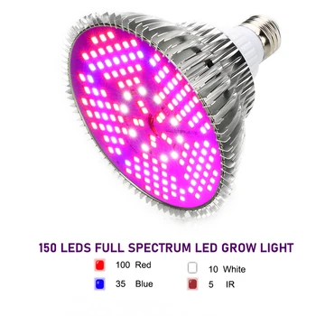 Celé Spektrum 50W/100W/120W/150W AC85~265V UV+IR E27 LED Rásť Svetlo Pre Kvitnúce Rastliny a Hydroponics Systém LED Akvárium Lampa