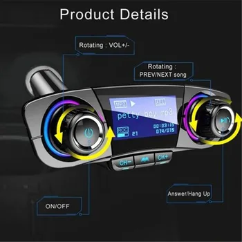 FM Vysielač Aux Modulátor Bluetooth Handsfree Car Kit Car Audio MP3 Prehrávač so Smart Charge Duálny USB Nabíjačka do Auta