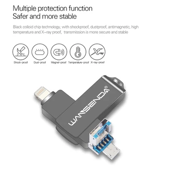 WANSENDA 3 v 1 USB Flash pre systém IOS/Android/PC 128 GB 64 GB 32 GB, 16 GB USB3.0 Kl ' Úč Multifunkčné Pero Jednotky Memory Stick