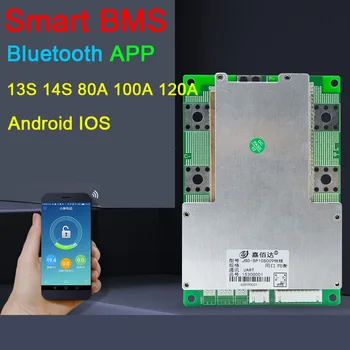 Li-ion batéria Lítiová Batéria Ochrany Rada Smart BMS 14S 13S 80A 100A 120A W Balance Management Vysoký Výkon Bluetooth APP Control