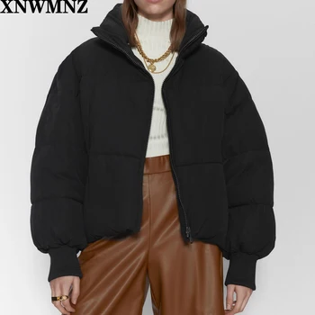XNWMNZ za Ženy Pevné Khaki čierna Nadrozmerná Parkas Hrubé 2020 Zimné Zips Vrecká Žena Teplé Elegantný Kabát, Bundu Vysokej kvality
