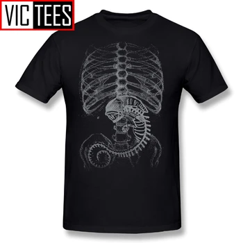 Pánske Alien vs Predator Tees Cudzie Kosti Primátorov a Kostí T Shirt Ľudského Tela Embrya X-Ray T-Shirt Bavlna Plus Veľkosť