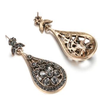 Kinel Luxusné Šedá Crystal Kvet Ženy Náušnice Náhrdelník Vintage Šperky Sady Starožitné Zlata Farba Turecký Etnických Svadobné Šperky