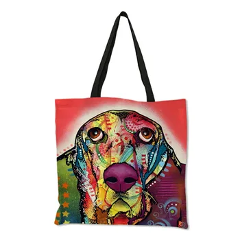 Nový Štýl Módne kabelky Farebné Maľby Zvierat Psy, Mačky Bielizeň Bežné Veľké Opakovane Ramenní taška pre Ženy