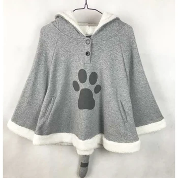 Neko Atsume Cosplay Kostým Zime Teplý Plášť Cute Cat Hoodies Kabát S Chvost Fleece Darček Lolita Top Pre Dievčatá, Ženy, Oblečenie