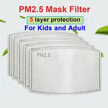 50-200 KS 5 Vrstva PM25 Filter Maska Papier aktívne uhlie-Filtre pre Masky Proti Prachu Dospelých Dieťa Masku na Tvár Filter pm2.5