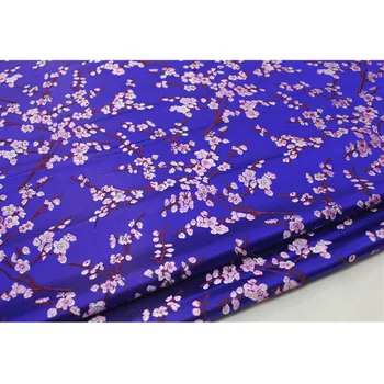 CF588 1meter Slivkové Kvety Čínsky Hodváb Brocade Textílie Cheongsam Oblečenie Tkaniny Hodvábny Satén Slivka Textílie Pre Ručné