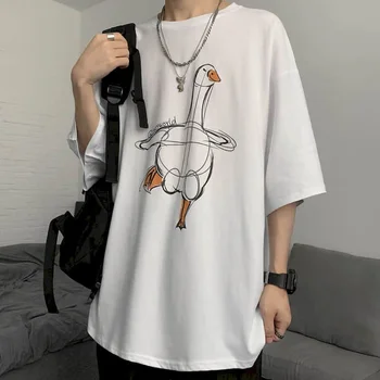 Harajuku Ženy Košele Lete Plus Veľkosť-Krátke rukávy T-shirt Muž In Cartoon Tlač Voľné Študent kórejský Pol-puzdre Tričko