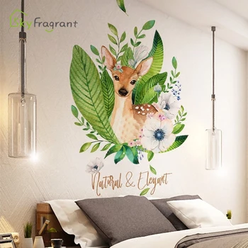 Nordic iny stenu, nálepky elegantné jeleň spálňa teplej posteli nálepky gauč pozadí steny výzdoba domov samolepiace miestnosti dekorácie