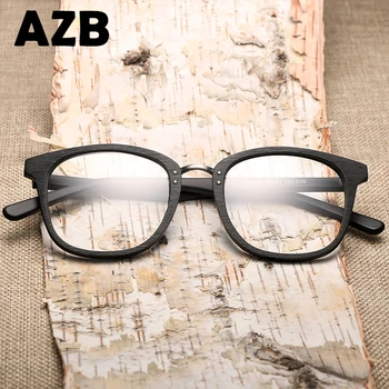 AZB Ručne vyrábané Drevené Okuliare, rám s Clear šošovky Mužov optické Okuliare rámy Ženy póry Dreva Obyčajný Okuliare na Čítanie