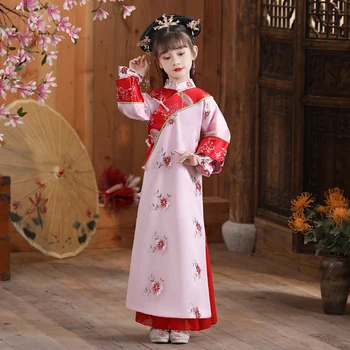 Čínska Princezná Vykonávať Kostým Krásne Dievčatá Qing Dynastie Princezná Šaty Deti Starovekej Čínskej Tradičnej Tanečnej Nosenie Cosplay