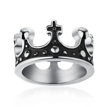 Pánske Strieborné Kráľovná Kráľ Koruny Krúžok pre Ženy Nehrdzavejúcej Ocele Vintage Kapela Kríž Prstene pre Mužov, Ženy Veľkoobchod NÁM Veľkosti 6 -13
