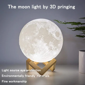 ZK20 Dropshipping Mesiac Lampa 16 Farieb LED 3D Tlač Nočné Svetlo so Stojanom Nabíjateľná pre Deti Priateľmi Milenca Narodeninám