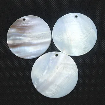 5 ks Biele Shell Prívesky Okrúhly Tvar perleť Ženy Šperky 20 mm 40 mm 50 mm 60 mm Prírodné Sladkovodné Rezanie