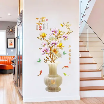 3d Kvetinové Vázy Samolepky na Stenu Domáce Dekorácie Estetické Obývacej Izby, Spálne, Kancelárie Kúpeľňa Izba Dekor Vintage Poster Tapety