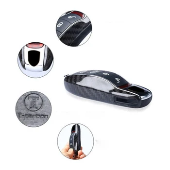Carbon Fiber Kľúča Vozidla puzdro pre Porsche Panamera Cayenne 958 Macan 718 911 Keyless Diaľkové Prípade Puzdro Strane Shell Spp