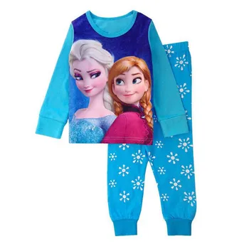 Cartoon Baby Girl Šaty Princezná Elsa Mrazené Detí Vyhovovali Pohodlné Pyžamo Na-domáce oblečenie detské Oblečenie Doma