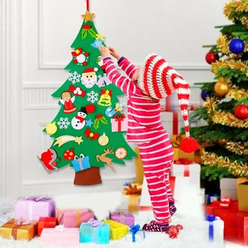 Deti sa Cítil Vianočný Stromček s Ozdoby na Vianočný Darček DIY Dvere Stene Visí Dekor