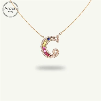 Aazuo 18K Rose Gold Prírodný Farebný Drahokam, Skutočný Diamant Pôvodné Rainbow List Zadarmo Nezávislá Náhrdelník nadaný pre Ženy Au750