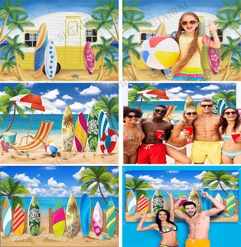 Letné Tropické Surf Pozadie Piesok Pláž Surf Pozadí pre Fotografovanie Havaj Narodeninovej Party Dekor Prípade Dieťa Banner
