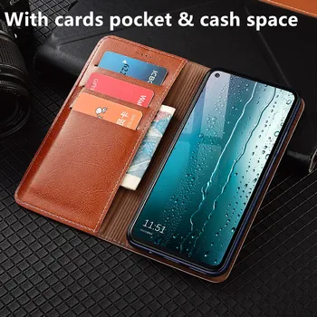 Crazy horse originálne kožené peňaženky telefón prípade karty, vrecko na Xiao Redmi Poznámka 9 Pro Max/Redmi Poznámka 9S telefón taška magnetický kryt
