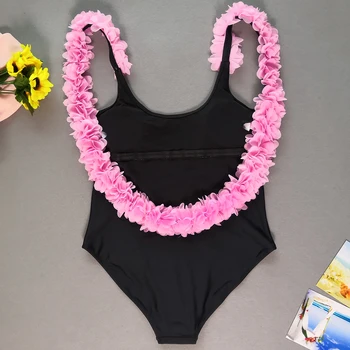 Imayio ženy plavky 2019 jednodielne plavky 3D Kvety plavky sexi Prehrabať flone plaviek pevné plavky
