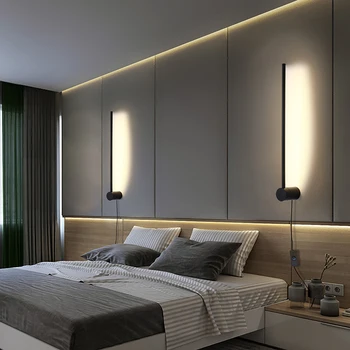 RGB Minimalistický dlhé pásy LED nástenné svietidlá Moderného obývacej izby, spálne, nočné zásuvky v stene lampa pozadí steny sconce LED žiarovky