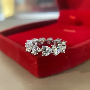 2020 Trendy Reálne 925 Sterling Silver Šumivé Srdce Lab Moissanite Diamond Snubné Prstene pre Ženy, Jemné Šperky Darček