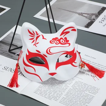 Anime Cosplay Ručne Maľované Maska Cosplay Maska Ružová Maska Čierna Maska Strapec Naruto Mačka, Líška, Ručne Maľované Maska