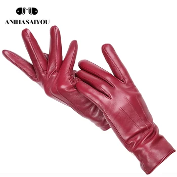 2020 Zimné módne dámske kožené rukavice,riadenie auta, aby sa zahriali dámske zimné rukavice,mäkkej ovčej dámske rukavice-GX154