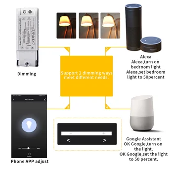 DIY Hlasové Ovládanie Wifi Dimmer Prepínač Bezdrôtového Diaľkového Smart Home Automation Svetlá, Vypínače Wifi Dimmer Ovládanie Modulu 1-5 Ks