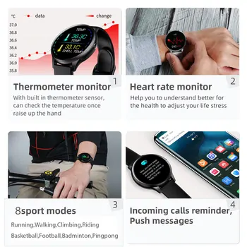 Smart Hodinky K21 Teplomer Nepremokavé Krvný Tlak Fitness Tracker 8 Šport Režimy Ženy Náramok Smartwatch Pre Android IOS