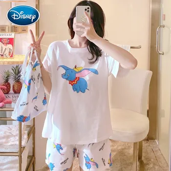 Disney Mickey Minnie Ženy Pyžamo Nastaviť Lete Roztomilý Kreslený Krátke Sleepwear Dievčatá Pohodlné Domáce Oblečenie