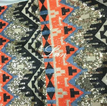 LASUI Nepravidelný geometrický vzor sequin vyšívané oka textílie, čipky plný šaty fáze výkonu oblečenie tkaniny DIY W0069
