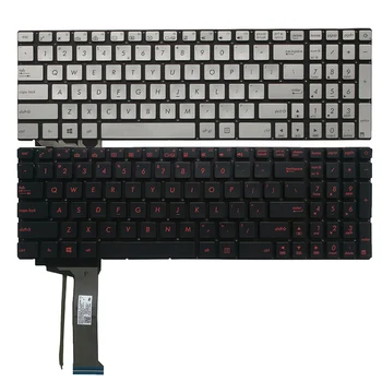 NÁS notebook klávesnica pre ASUS G551 G551J G551JK G551JM G551JW G551JX G551VW podsvietený silver/red anglická klávesnica
