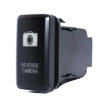 Reverzné Symbolom Kamery stlačte Tlačidlo Switch s Konektor Vodič 12V ON-OFF vypínač Pre Toyota Prado Landcruiser Hilux FJ, Modré LED