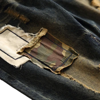 Sokotoo Mužov snehu umyté patchwork otvory roztrhané džínsy Plus veľká veľkosť vintage patch slim rovné denim dlhé nohavice