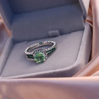 LISMHot predaj módne luxusné vykladané zelený zirkón dámy temperament retro krúžok módne šperky šperky