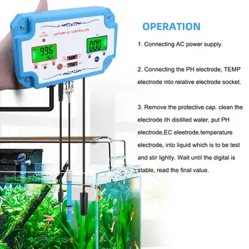 Yieryi 3 v 1 pH/ES/TEMP Kvality Vody Detektor pH Controller Relé Konektor Repleaceable Elektródy BNC Typ Sondy Voda Tester