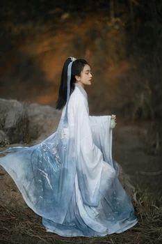 Gradient Modré Výšivky Hanfu Pre Páry Čínskej Tradičnej Hanfu Oblečenie Pre Dospelých Cosplay Kostým Pre Mužov A Ženy Plus Veľkosť