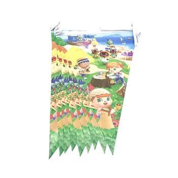 Animal Crossing Nové Obzory Hra Dekorácie Jednorázový Riad Happy Birthday Vlajka Pohár Doska Obrus Strana Dodávky