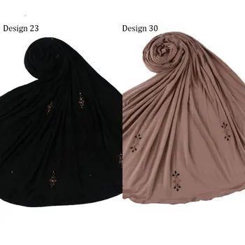 2 redline Krásne Diamond Bavlna Jersey Moslimské Ženy Móda Hidžáb Šatku Mix Dizajn S Vysokou kvalitou Drahokamu Dlhý šál