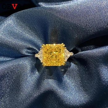 OEVAS 925 Sterling Silver Ring Pre Ženy, Luxusné 10*10 MM Žltá, Ružová, Biela Zirkón Drahokam Krúžky Jemné Šperky Veľkoobchod