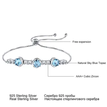 UMCHO Reálne 925 Sterling Silver Náramky pre Ženy Prírodné Sky Blue Topaz Drahokam Nastaviteľné Tenis Čaro Svadby, Jemné Šperky